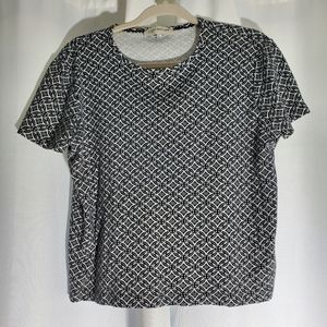 Jones New York Sport Black and White Short Sleeve Print Top